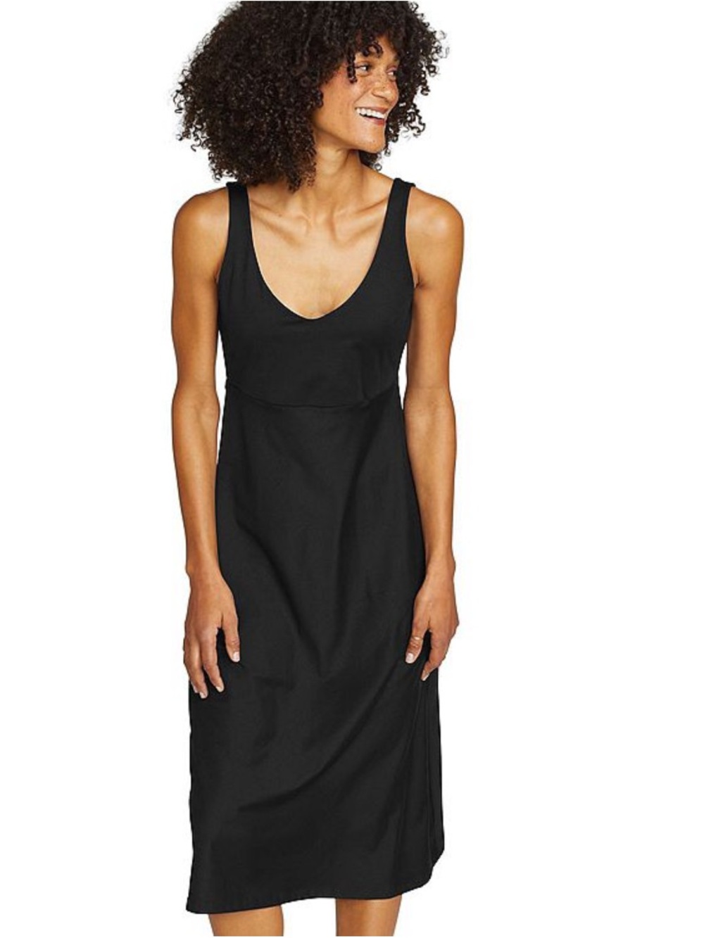Eddie Bauer aster v-neck midi dress black NEW NWT